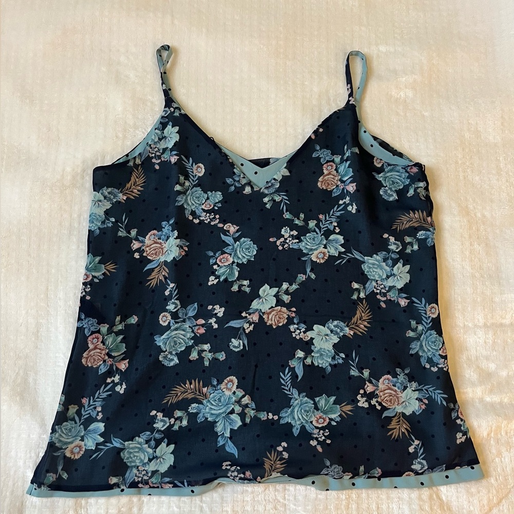 White House Black Market blue floral cami top Medium
